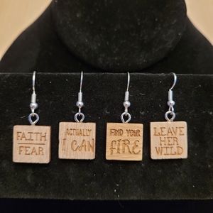 Inspirational Wood Tile Earrings